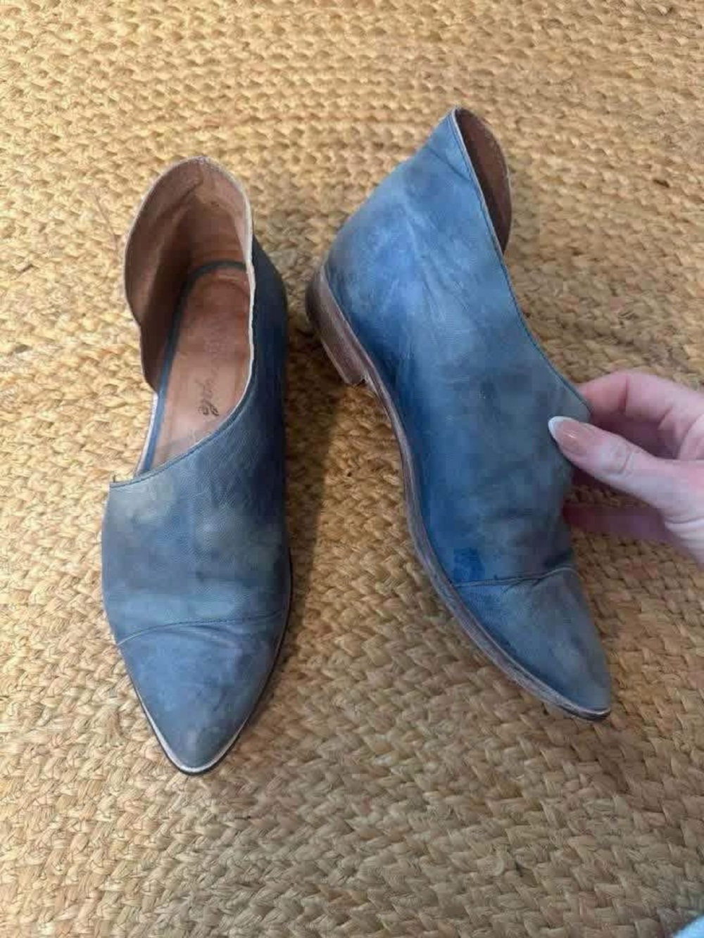 Free People Women’s Blue Leather Slip-On Loafers